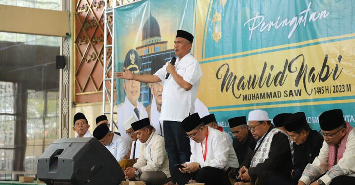 Pj. Bupati Bandung Barat, Arsan Latif menghadiri Peringatan Maulid Nabi Muhammad SAW. (Foto: Prokopim Kabupaten Bandung Barat)